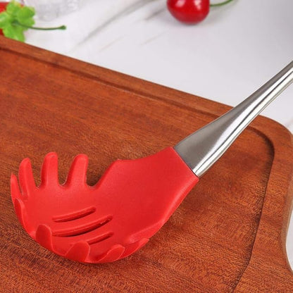 P-Plus International Silicone Spatula Versatile Tools Baking and Mixing Non-Stick Pasta Server Red
