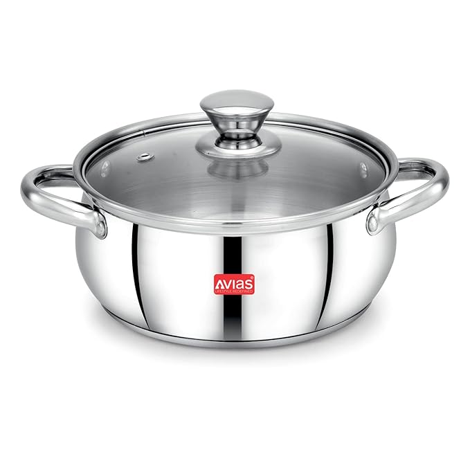 Avias Inox Ib Belly Cookpot 18cm Stainless Steel Cookpot with Glass Lid