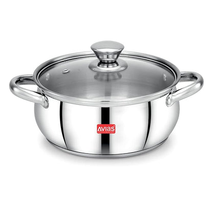 Avias Inox Ib Belly Cookpot 18cm Stainless Steel Cookpot with Glass Lid