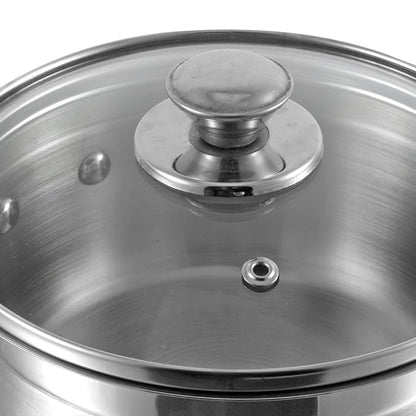 Vinod Two Tone Stainless Steel Saucepan With Glass Lid 1.5 Litres | 16 Cm | 6.2mm Thick