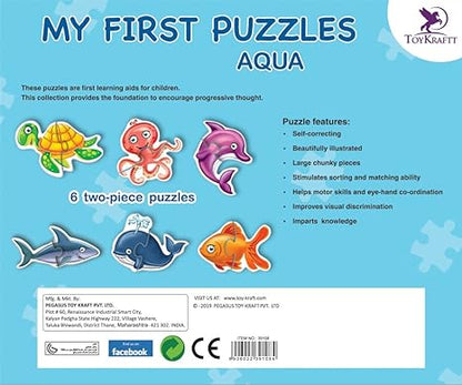 Toykraft 2 Piece Animal Puzzles For Kids Age Of 2-3 Years Educational Toys Head & Tail Water