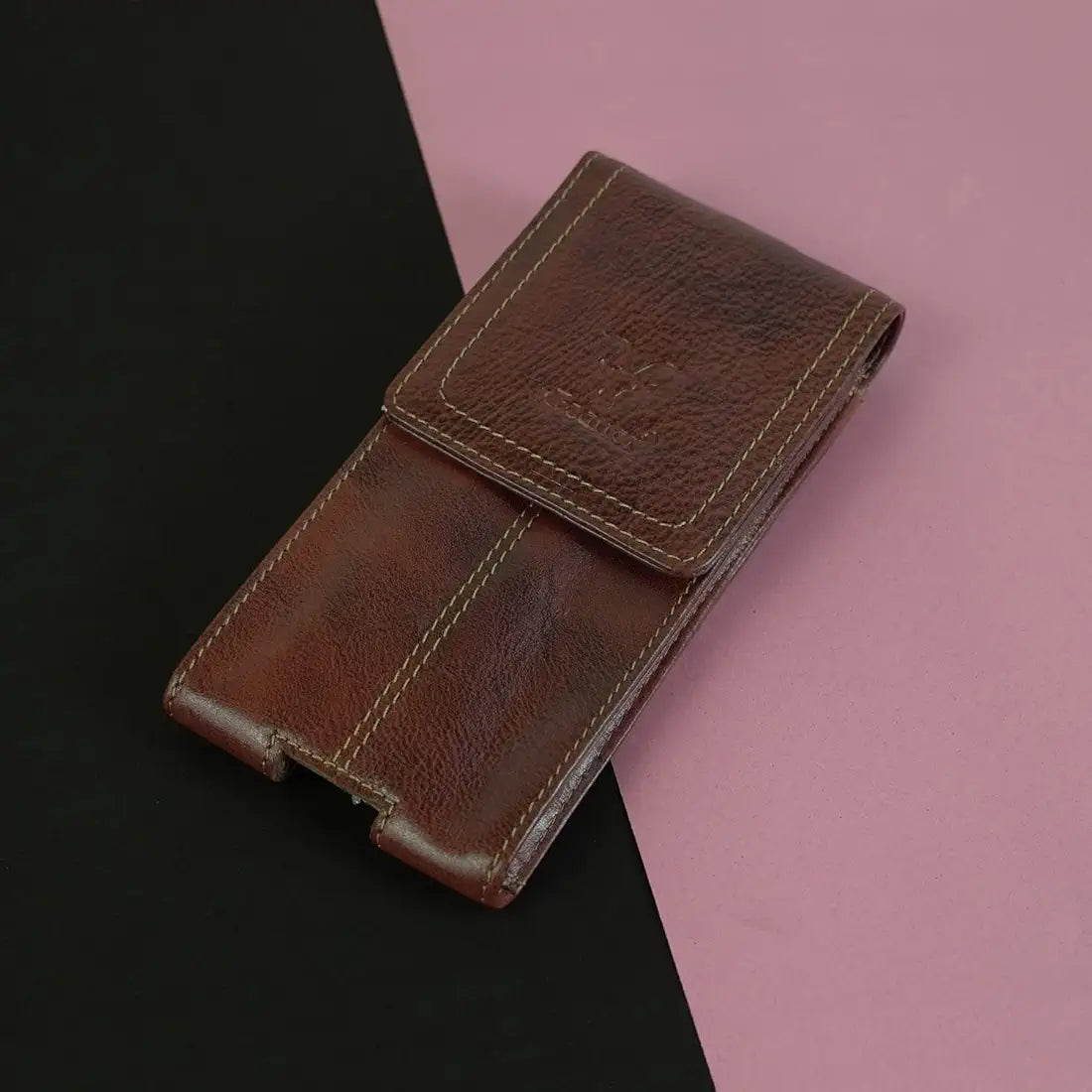 Goatter Unisex Leather All 6.5" Inch Backcase For Mobile Pouch For Backcase For Mobile, iPhone 14 Cherry Brown, Back Cover Case