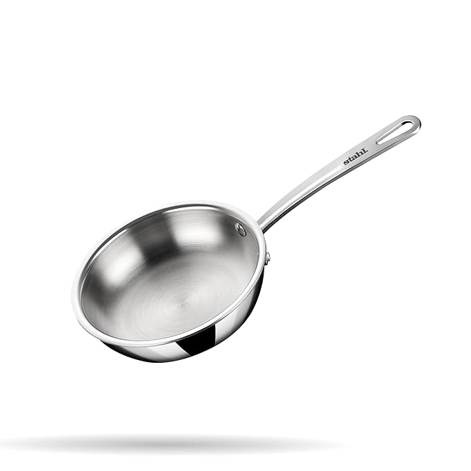Stahl Artisan Triply Stainless Steel Fry Pan | Induction & Gas Stove Compatible Frying Pan, Omelette Pan, Egg Pan | 0.6 L | 16 Cm