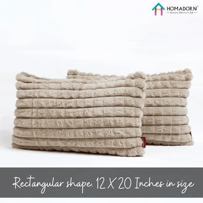 Homadorn Luxury Plush Fur Reversible Cushion Cover Ultra Soft & Cozy Beige