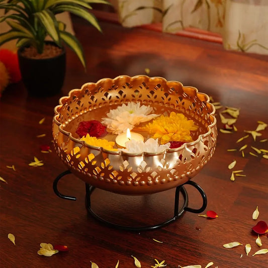 Ekhasa Gold Urli Bowl with Stand Gold