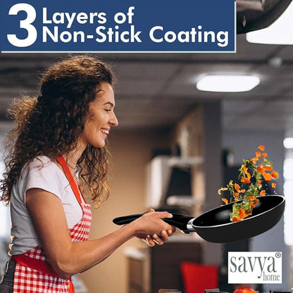 Savya Home Non Stick Frying Pan 26 Cm Stove & Induction Cookware Cooking Black Colour