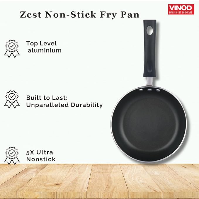 Vinod Zest Inducto Aluminium Non Stick Frypan - 24 cm | 3mm Extra Thick | 3 Layer Coating