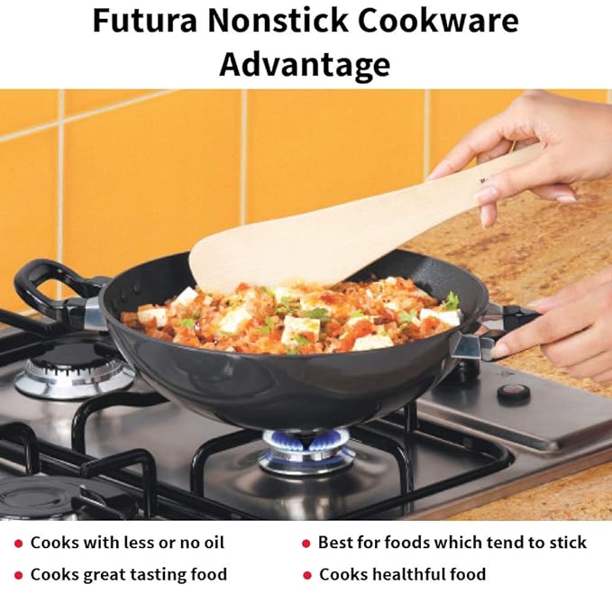 Hawkins Futura 1.5 Litre Deep Fry Pan Non Stick Kadai Round Bottom Kadhai