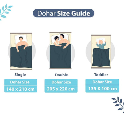 Divine Casa Glace Cotton 120 GSM Reversible Lightweight Printed Double Bed AC Dohar Blanket Quilt Colour Blue and Brown TC - 120