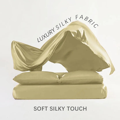 Cloth Fusion Satin Bedsheet for King Size Bed Set of 1 & 2 Pillow Covers H603 115 TC Beige