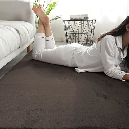 Luxe Home Ruffle Floor Rug Rabbit Fur 1000 GSM Living Room Foot Mats 4 X 6 Ft Colour Cocoa