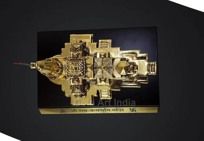 Gold Art India Ram Mandir Ayodhya Gold Plated Antique Matte Minature Small