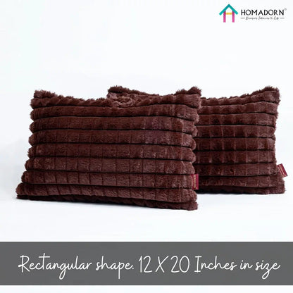 Homadorn Luxury Plush Fur Reversible Cushion Cover Ultra Soft & Cozy Brown