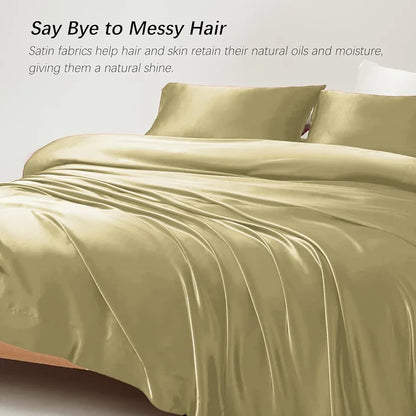 Cloth Fusion Satin Bedsheet for King Size Bed Set of 1 & 2 Pillow Covers H603 115 TC Beige