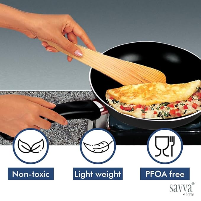 Savya Home Non Stick Frying Pan 26 Cm Stove & Induction Cookware Cooking Black Colour