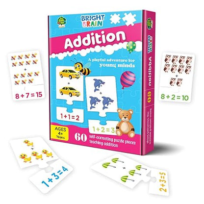 The Book Tree Bright Brain Addition Puzzle Learn Basic Math with 60 Pieces Puzzle Educational Toy
