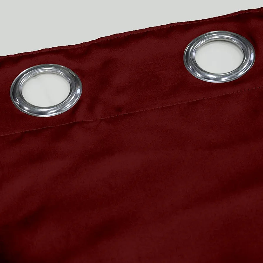 Divine Casa Micro Satin Semi Blackout Door Curtains 7 Feet Colour Maroon Solid Light Filtering Curtains (Pack of 2)