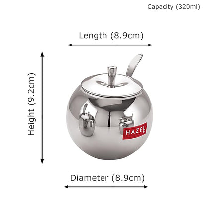 Hazel Stainless Steel Oil and Ghee Container With Spoon for Kitchen 320 ml Capacity