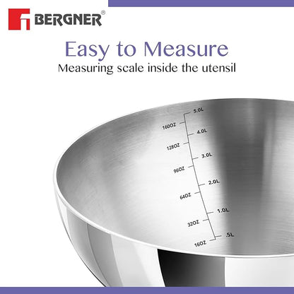Bergner Be Essentials Tri-ply Stainless Steel 24 Cm (2.5 Liters) Tasra | Steel Kadai