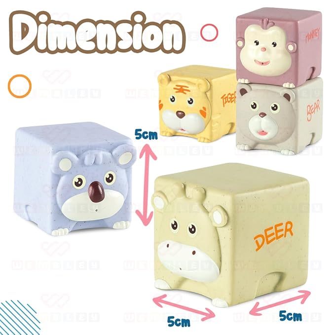 Wembley Soft Baby Bath Set 6 Pcs Squeezable Floating Animal Toy for Kids Multicolor