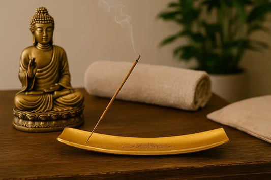 Pure Source India Aluminum Incense Holder Gold