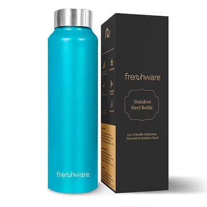 Frenchware Water Bottle 1 Litre, Stainless Steel, Premium SS 304 | Aqua Blue | Easy-to-Clean