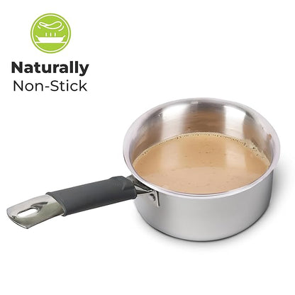 Allo Triply Stainless Steel Sauce TriPly Tea Pan MilkPan For Chai 20cm 3.3 litres