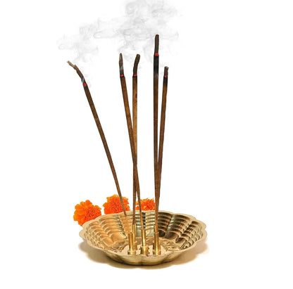 Pure Source India Handcrafted Brass Incense Holder 5 Stick Burner Nice Gold