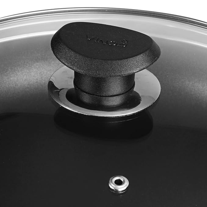 Vinod Zest Aluminium Non Stick Deep Frypan with Glass Lid - 24 cm | 3 Layer Ceramic Coating | 3 mm Extra Thick