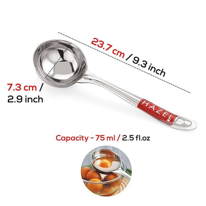 Hazel Stainless Steel Round Serving Ladle Laddle Spoodle Spoon 7.3 cm Dia