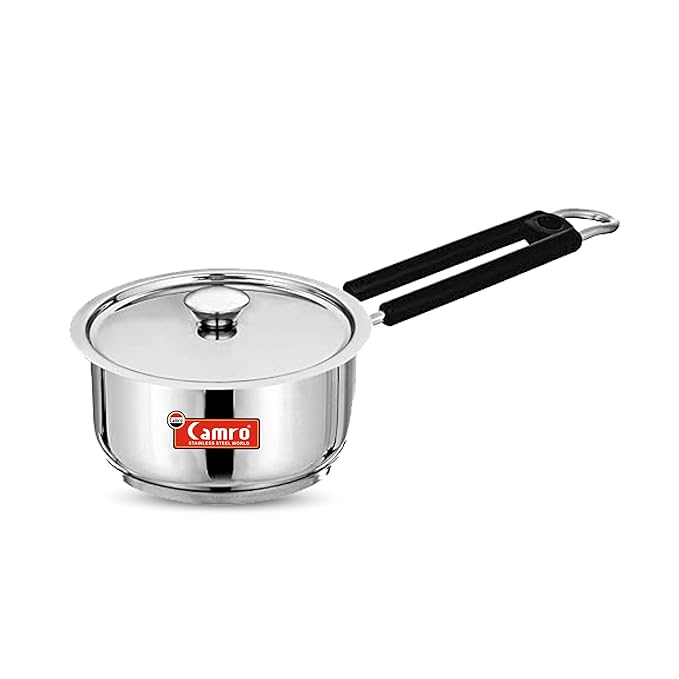 Camro Induction Bottom Deep Sauce Pan with Lid (12 No, 2.3 Liters) Gas Stove Compatible