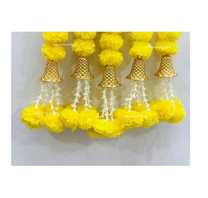 Marigold Fluffy Flowers with Bell and Tuberoses - 5 Pcs
