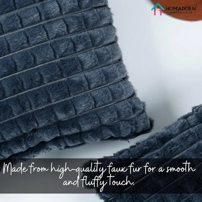 Homadorn Luxury Plush Fur Reversible Cushion Cover Ultra Soft & Cozy Grey