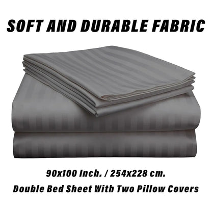 Kuber Industries Double Bedsheet with 2 Pillow Covers 144 TC Glace Cotton Bedsheet Gray