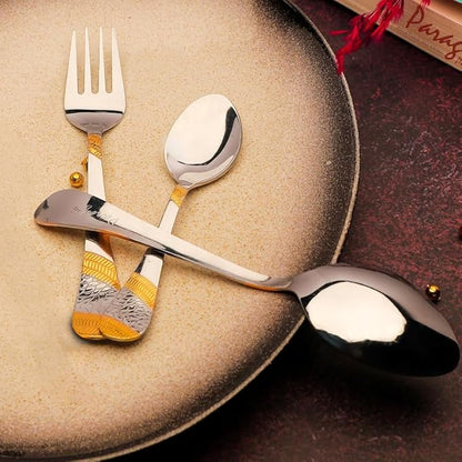 Parage 18 Pieces Premium Stainless Steel Golden Cutlery Set Imperial Gold
