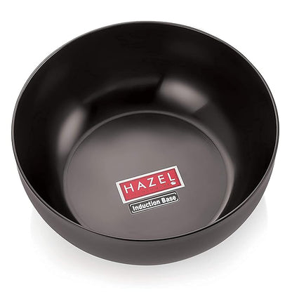Hazel Hard Anodised Tasra 3 mm Deep Aluminium Anodized Frying Tasla Kadai (Black 23.3 cm 3200 ml)