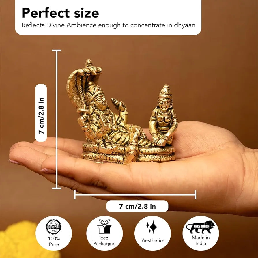 Ekhasa Pure Brass Vishnu Laxmi Murti on Sheshnag Sarp