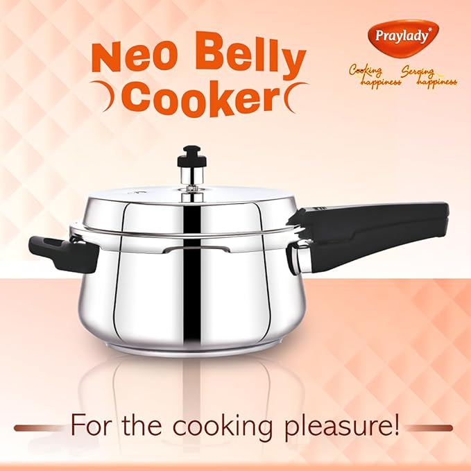 Praylady Stainless Steel Pressure Cooker with Outer Lid Pressure Cooker Capacity 3.5 Litre Silver