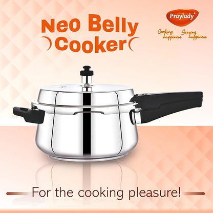 Praylady Stainless Steel Pressure Cooker with Outer Lid Pressure Cooker Capacity 3.5 Litre Silver