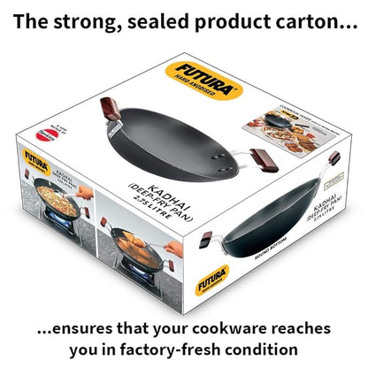 Hawkins Futura 2.75 Litre Deep Fry Pan Hard Anodised Kadai Round Bottom Kadhai