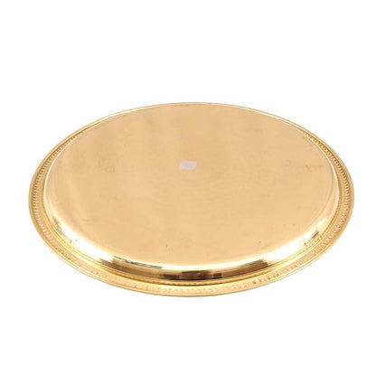 Indian Art Villa Hammered Brass Serving Plate 14.1" Inch, Gold