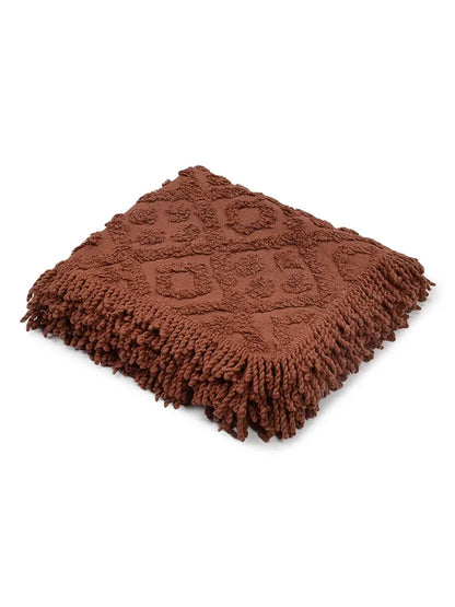 Saral Home Easy Living Soft Cotton Unique Design Tufted Throw Sofa Cover Colour Brown (Packof 2)