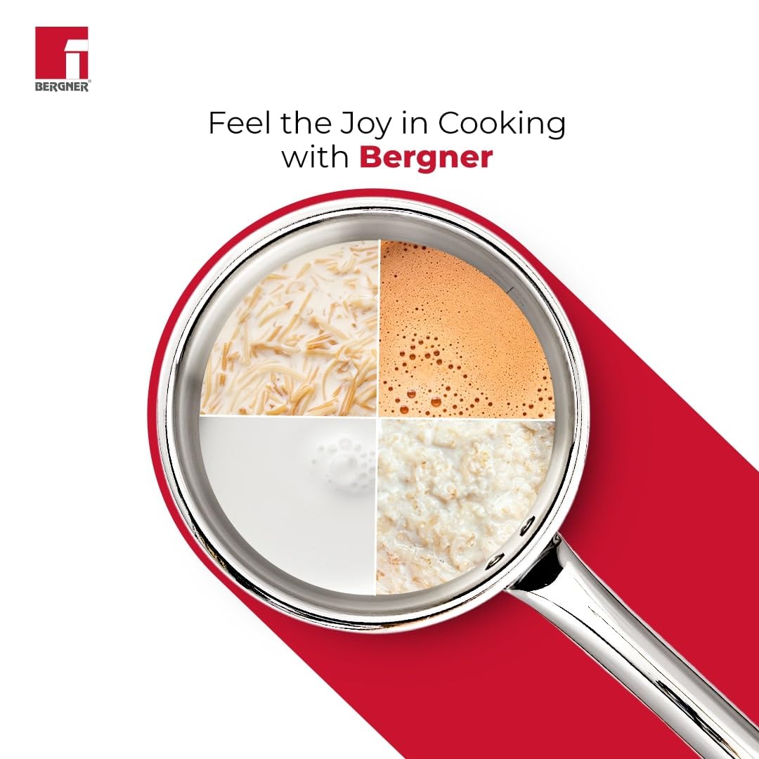Bergner Tripro Triply Stainless Steel 14cm Saucepan With Stainless Steel Lid | 1.2 L Sauce Pan