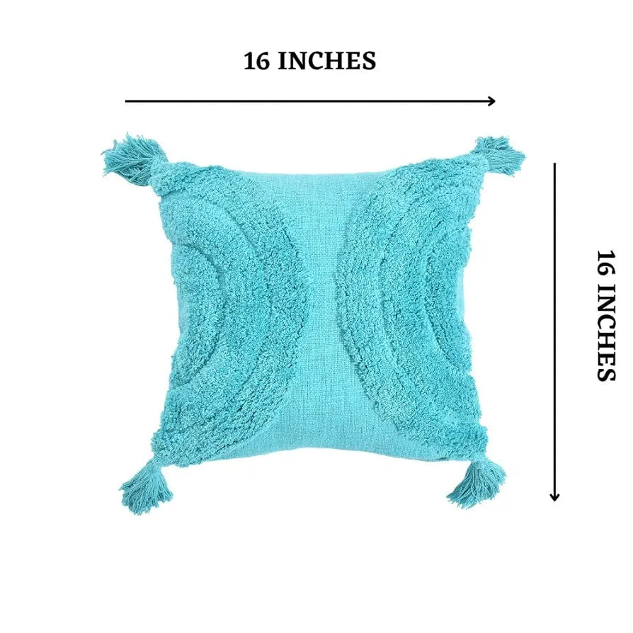 Homadorn Luxury Cotton Handmade Decorative Boho Throw Tufted Pillow Covers Turqouise