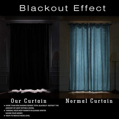 Cloth Fusion Blackout Door Curtains 8 Feet Long Set of 2 Indigo Blue
