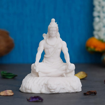 Ecraftindia White Polyresin Lord Shiva Sitting Statue
