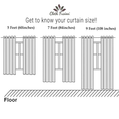 Cloth Fusion Cotton Feel Sheer Door Curtains 7 Feet Long Set of 2 Semi-Transparent Cream