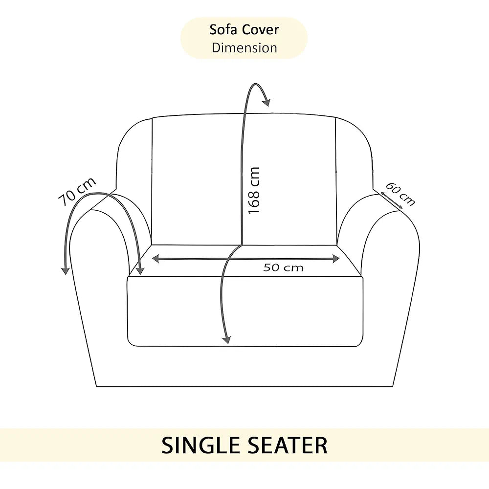 Kuber Industries Soft Velvet Quilted Single Seater Sofa Cover with Pocket Arms Frill Cream