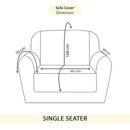 Kuber Industries Soft Velvet Quilted Single Seater Sofa Cover with Pocket Arms Frill Cream