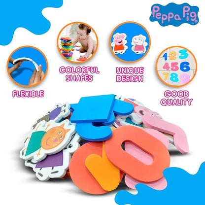 Wembley Peppa Figures Foam Cut Outs for Kids EVA Foam Stickable Bath Toy Set of 32